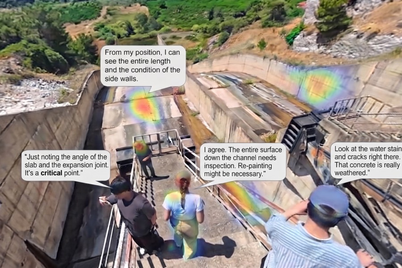 360-degree capture of the dam site with anchored comments